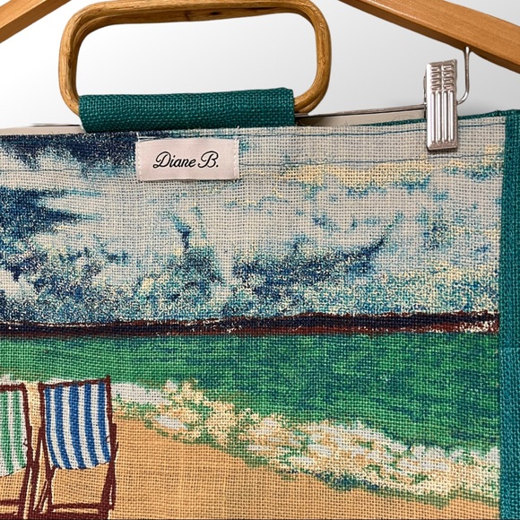 Diane B Burlap Tote NWOT - Picture 2 of 5